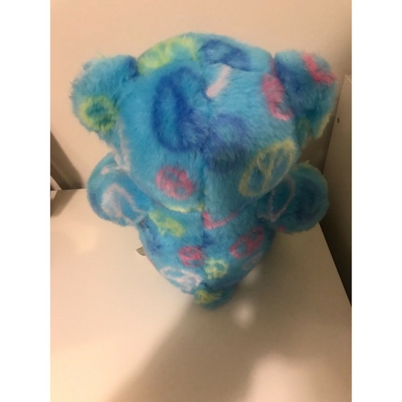 13" Build A Bear BAB Light Blue Peace Sign Hippie Stuffed Animal Plush Multi - Picture 4 of 4